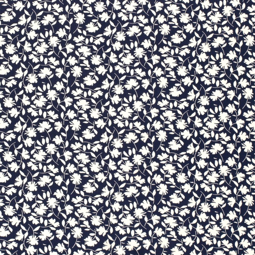 [NO-21050-008] Viscose poplin print bladeren marine