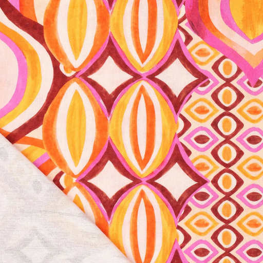 [KI-20658-870] Linnen/visc dig. retro print pink