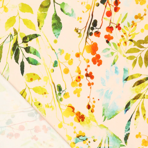 [KI-20924-571] Jersey Visc. dig. leaves multicolor 571