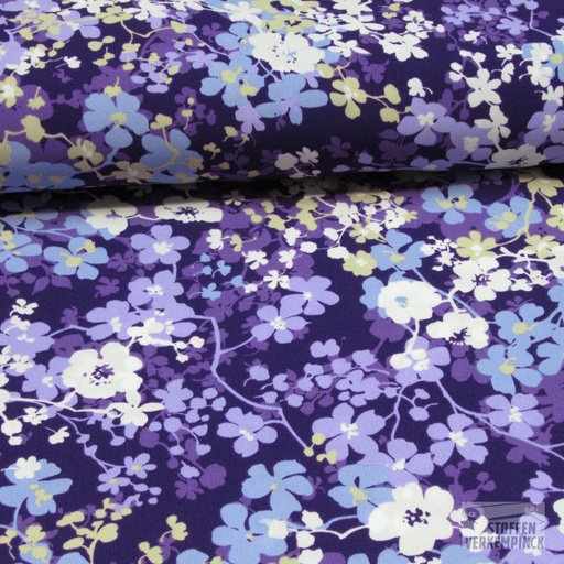 [HE-209900-0801] Polye. Crêpe Floraal Paars