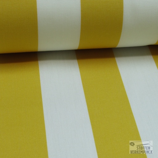 [2JT-SUNNY RAY 5/5 BLANC-JAUNE] Outdoor Teflon anti-UV Streep 5 cm. Wit/Geel