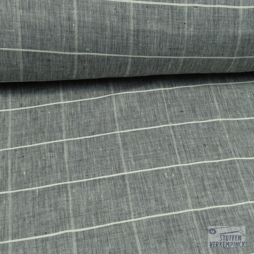 [184-0147-02] Linnen Chambray Ruit 4 cm. Grijs