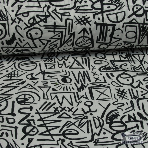 [MF-7037-001] Viscose Grafico wit/zwart