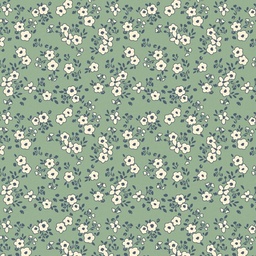 [DO-OBIA.NFGX-OBIA ORTIE] Popeline Ecru bloemetjes op Groen