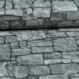 [ZA-007651-02] Deco-stof Stenen muur Grijs