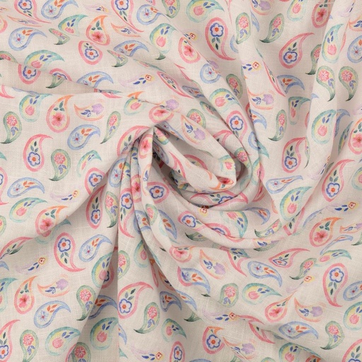 [HE-210758-0001] Linnen Digital Paisley Licht Rose