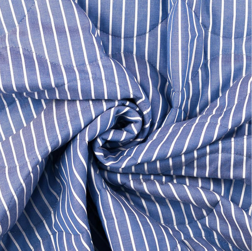 [HE-210903-5028] Matelassé Katoen 1cm. streep Blauw/wit