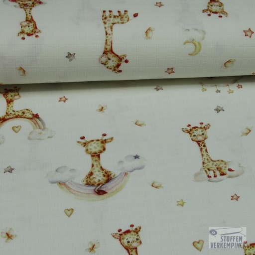 [MU-5495-151] Double Gauze Digi. Giraffe Ecru