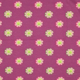 [VE-03075-005] Jersey Neon Happy Flowers Dof Fuchsia