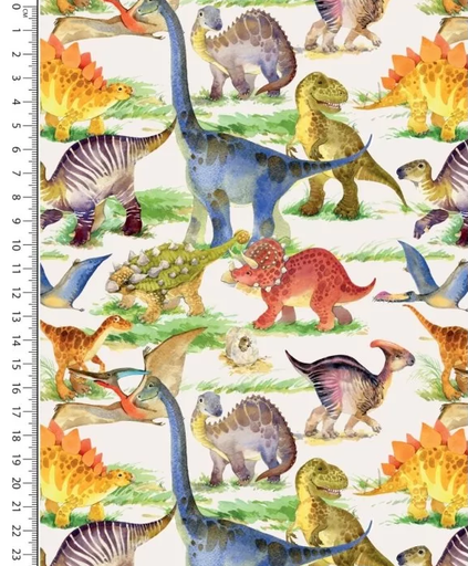 [MU-5479-2005] Poplin Digitaal Dino's Blue