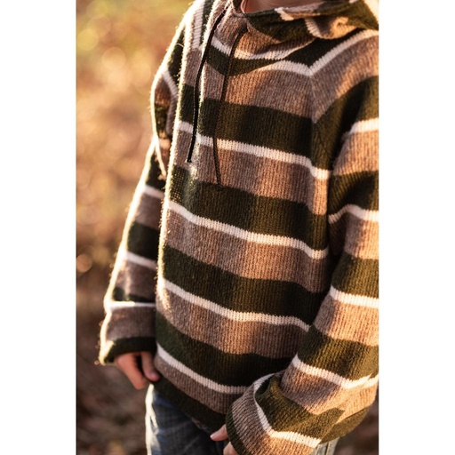 [HE-211054-0804] Knitted Wool Stripes - Olive/Offwhite