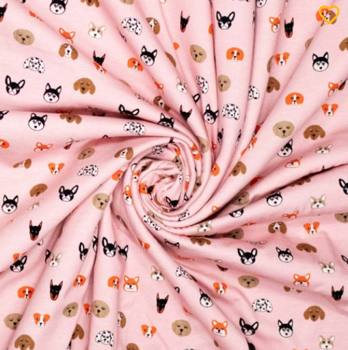 [POL-340165-91] Jersey Katoen Dogs Rose