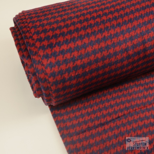 [ZA-4969-01.07] Mantelstof Pied de Cocq Marine/Rood