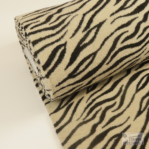 [QT-Q22709-690] Curly Fur Zebra Black/Ecru