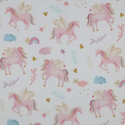 [VE-04084-001] Fine Poplin Digital Unicorns White