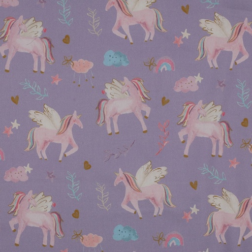 [VE-04084-003] Fine Poplin Digital Unicorns Lilac