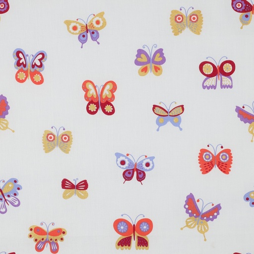 [VE-04085-002] Fine Poplin Foil Butterflies White