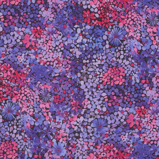 [VE-04189-002] Cotton Voile Digi. Bloempjes Paars