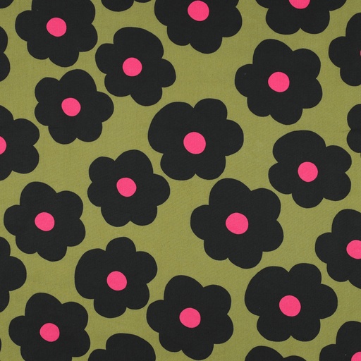 [VE-04037-024] Fine Poplin Big Flower Nerida Hansen Moss Green