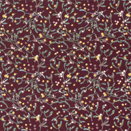 [NO-22719-019] Kerststof Foil Maretak Aubergine