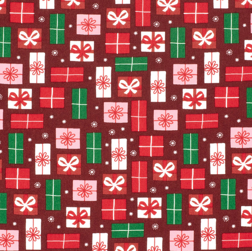[NO-22733-015] Kerststof Geschenken Donker Rood