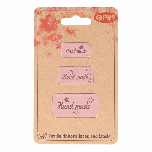 [DBF-69652-04] Opry skai-leren labels handmade roze