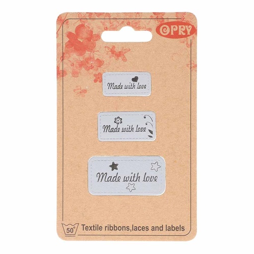 [DBF-69653-01] Opry skai-leren labels made with love grijs