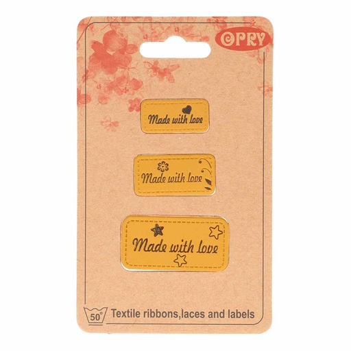 [DBF-69653-03] Opry skai-leren labels made with love goud