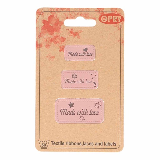 [DBF-69653-04] Opry skai-leren labels made with love roze