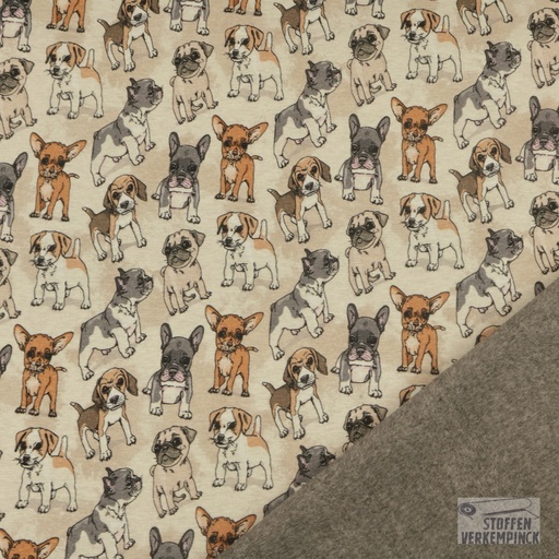 [MU-5608-1453] Alpenfleece Digital Dogs Ecru
