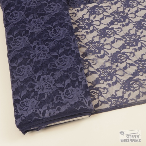 [CI-PIZZO EL. DAISY-249] Elastische kant Marine