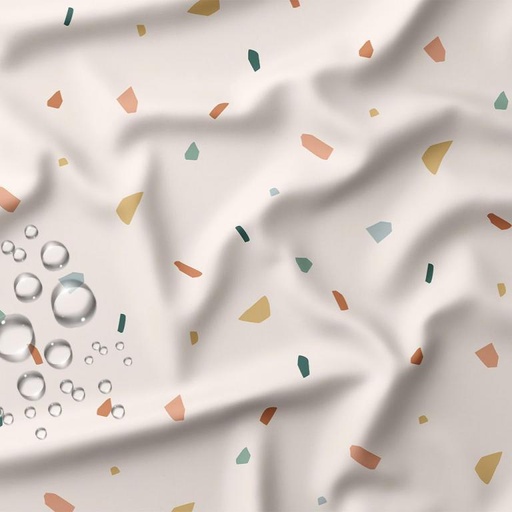 [DO-101227] Waterdichte stof voor regenjas met print Miette ecru/jaune