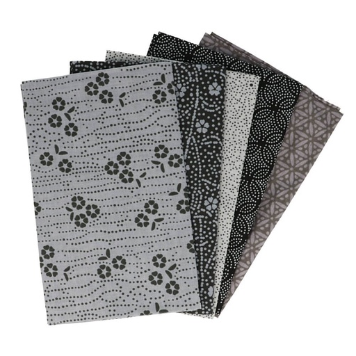 [DBF-96587] Tissu de Marie fat quarter bundel - 1st Sincere Silver - 5 stukjes van 50cm op 57cm