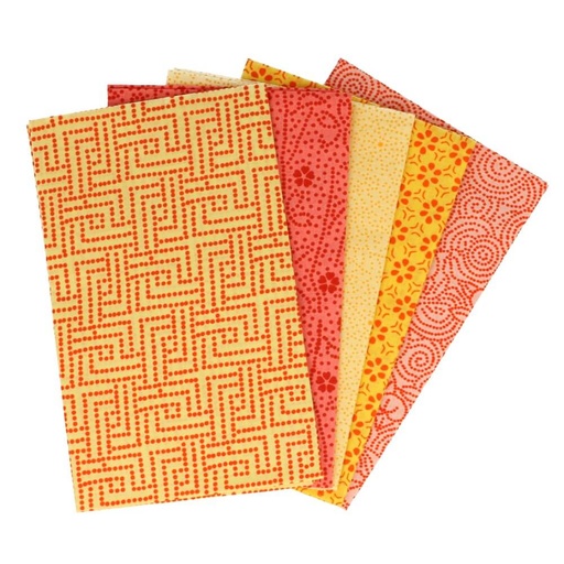 [DBF-96591] Tissu de Marie fat quarter bundel - Amourous Amber - 5 stukjes van 50cm op 57cm
