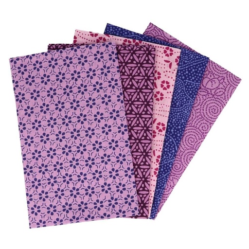 [DBF-96592] Tissu de Marie fat quarter bundel - Artistic Amethyst - 5 stukjes van 50cm op 57cm