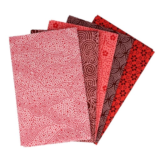 [DBF-96594] Tissu de Marie fat quarter bundel - Romantic Rose - 5 stukjes van 50cm op 57cm