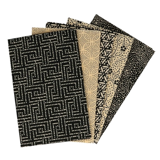 [DBF-96600] Tissu de Marie fat quarter bundel - Mysterious Midnight - 5 stukjes van 50cm op 57cm