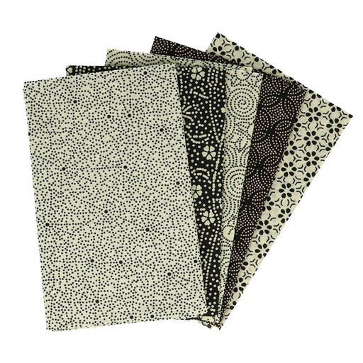 [DBF-96601] Tissu de Marie fat quarter bundel - Balanced Beige - 5 stukjes van 50cm op 57cm