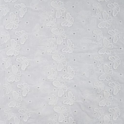 [QT-K48058-500] 3D Broderie Butterflies White