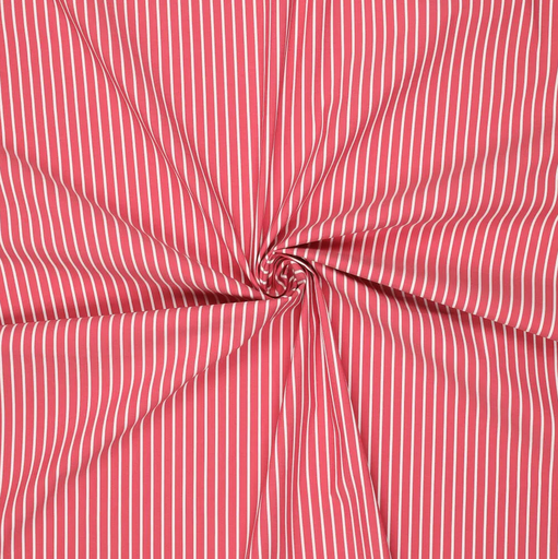 [KI-20633-425] Stretch Poplin Chalk Stripe Red