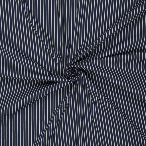 [KI-20633-600] Stretch Poplin Chalk Stripe Navy