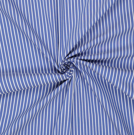 [KI-20633-650] Stretch Poplin Chalk Stripe Blue