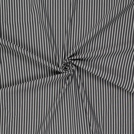 [KI-20633-998] Stretch Poplin Chalk Stripe Black