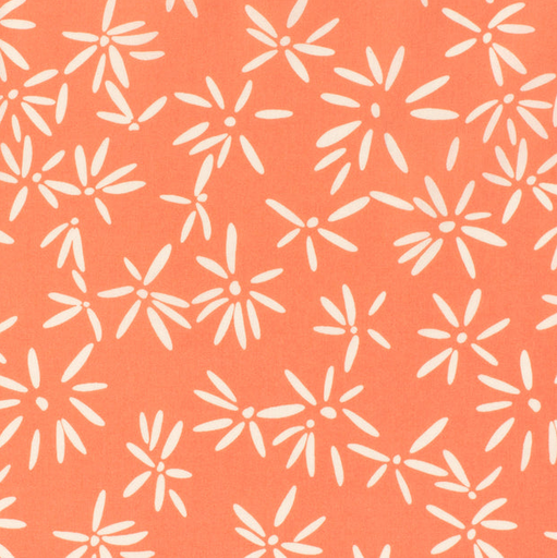 [NO-23158-038] Stretch Cotton Poplin Nice Flower Coral