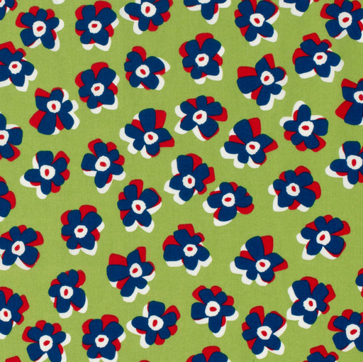 [NO-23164-023] Stretch Cotton Poplin Fine Flowers Green