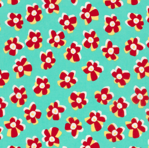 [NO-23164-124] Stretch Cotton Poplin Fine Flowers Jade