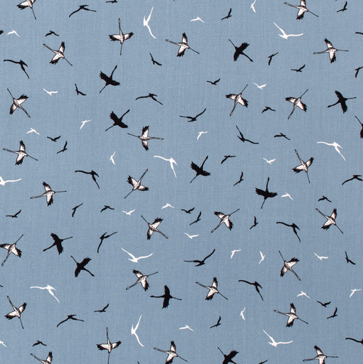 [NO-23201-006] Bamboo Poplin Birds Jeansblue