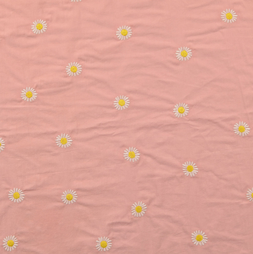 [HE-211546-5017] Poplin Broderie Daisies Rose