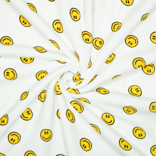 [POL-312014-10] Stretch Badstof Smile Wit