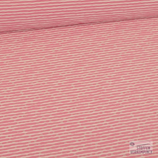 [BEW-1112-02] Lengtestretch Poplin Jacquard Streepje Rose/Wit